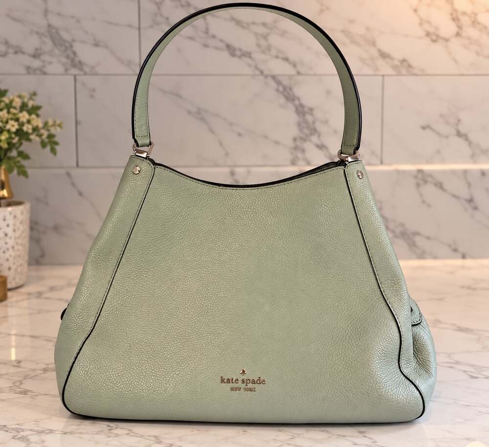 Kate Spade Leila Medium Triple Compartment Shoulder Bag Light Green